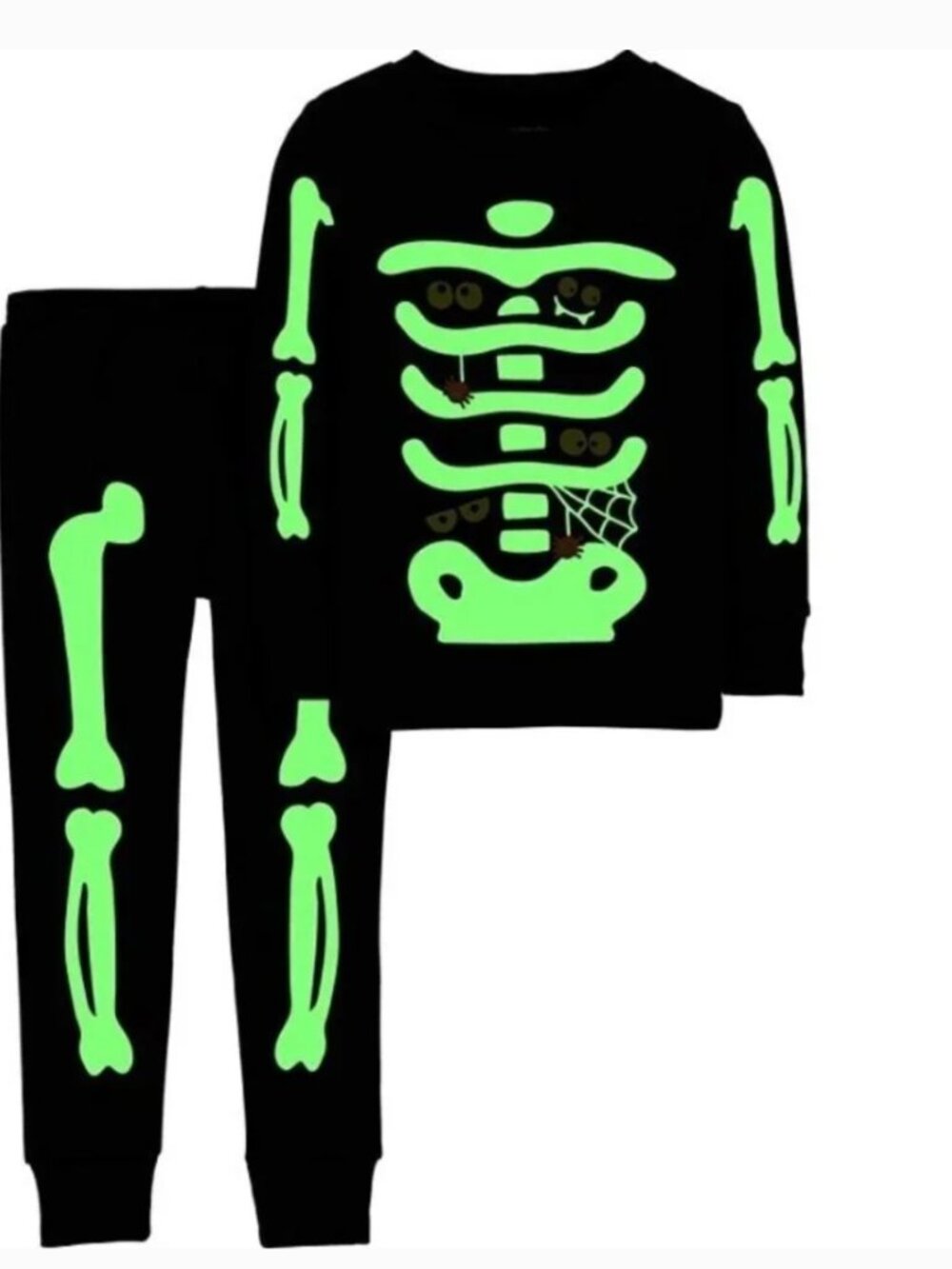 Skeleton Halloween Pajamas 4 Glow In The Dark Black Shirt & Pants Carters Unisex
